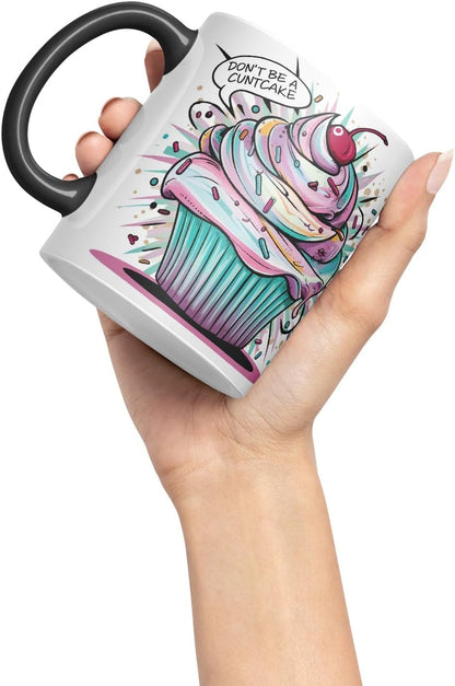 Vixar Don’t Be a Cntcake (Cupcake) – Coloured Ceramic Mug Cup Gift, 11oz (Black)