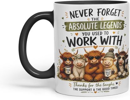Vixar Never Forget the Absolute Legends You Used to Work with Highland Cow Mug – Highland Cow Coworker Leaving Gift, 11oz (Black)