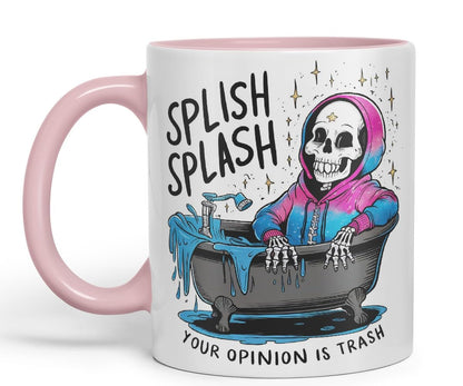 Vixar Splish Splash Your Opinion is Trash – Coloured Ceramic Mug Cup Gift, 11oz (Black)