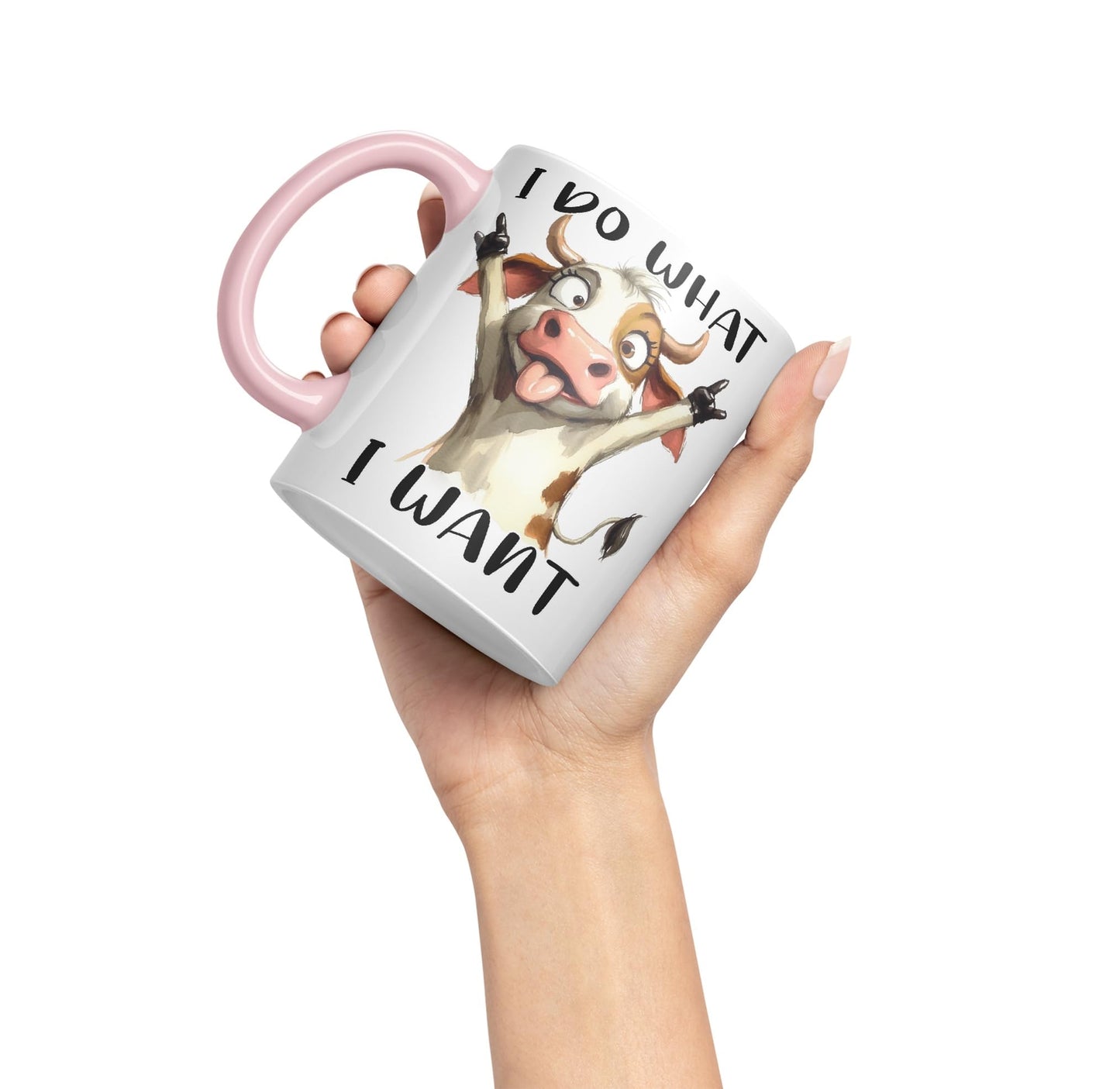 I Do What, I Want Cow Joke sarkasm Sarcastic Ceramic Coloured Mug Cup for Tea Coffee Hot Brew 330ml 11Oz Gift