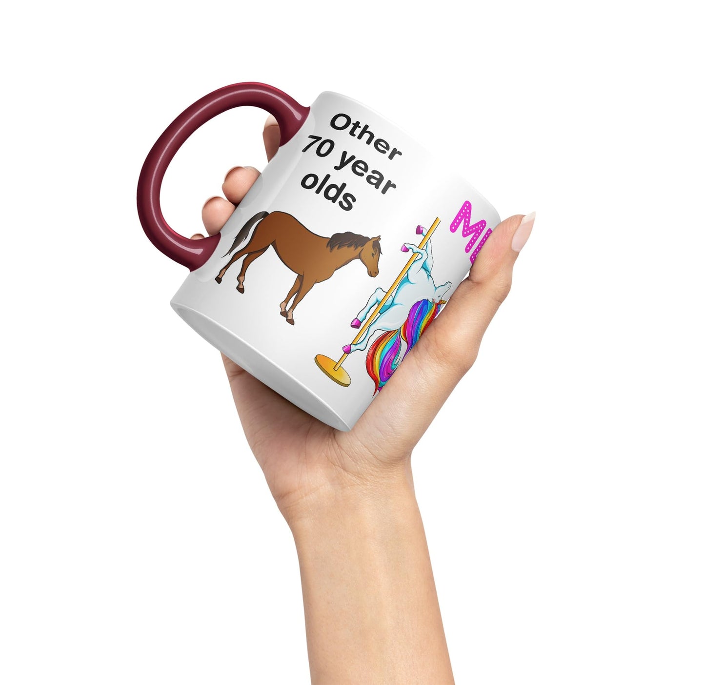 Vixar Pole Dance Unicorn 70th Birthday Other 70 Year Older Coloured 330 ml Mug Cup Gift Work Office Tea Coffee