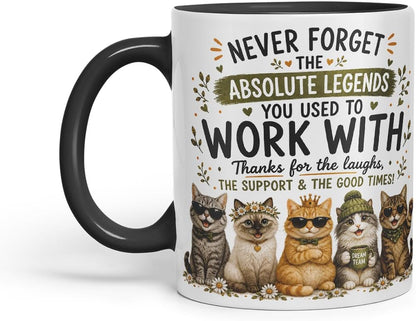 Vixar Never Forget the Absolute Legends You Used to Work with Cats Mug – Funny Cat Coworker Leaving Gift, 11oz (Black)