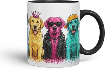 Vixar Labrador Retriever Dog Mug – Cute Labrador Coloured Ceramic Mug Cup Gift, 11oz (Black)