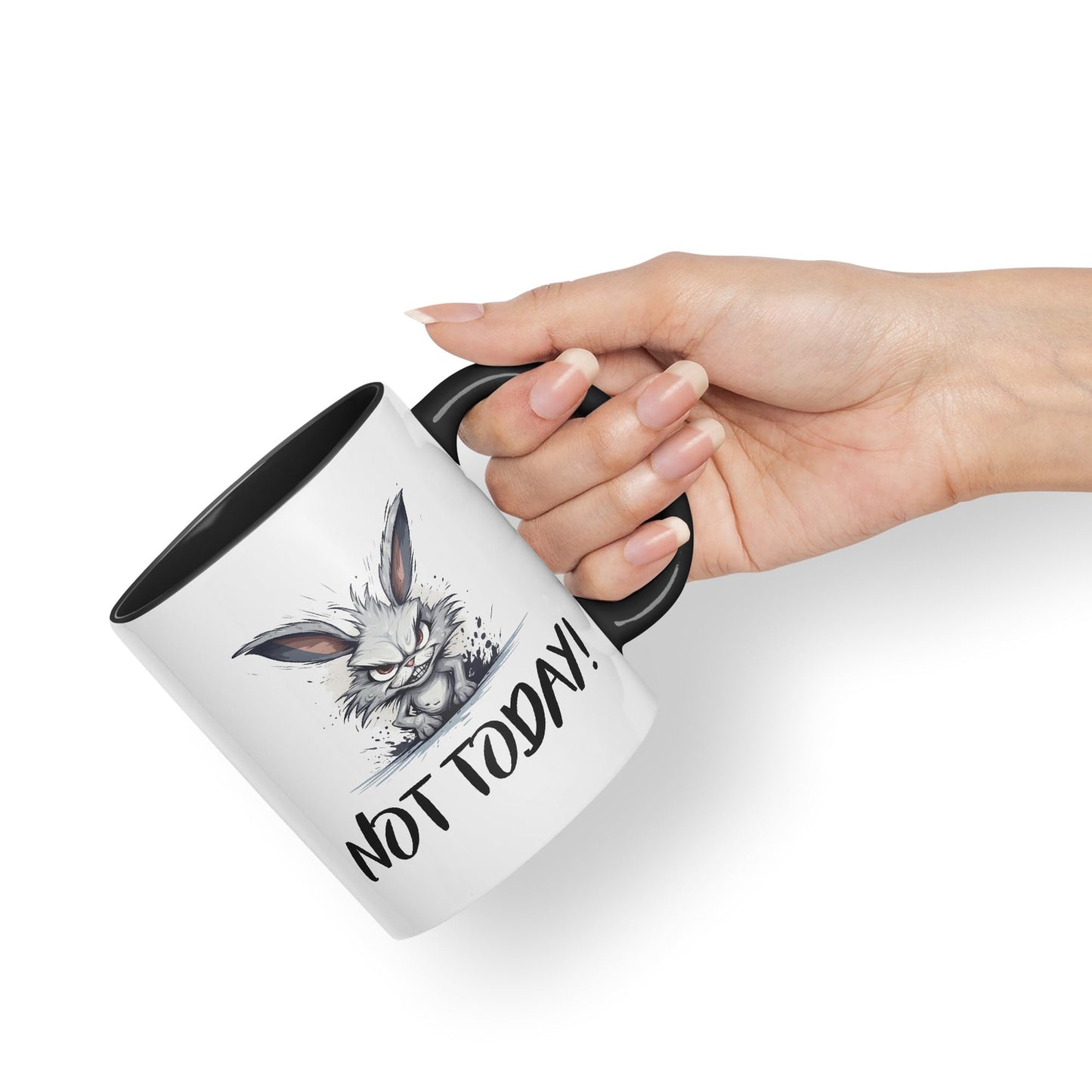 Not Today! Hunry Bunny Hare Joke sarkasm Sarcastic Ceramic Coloured Mug Cup for Tea Coffee Hot Brew 330ml 11Oz Gift