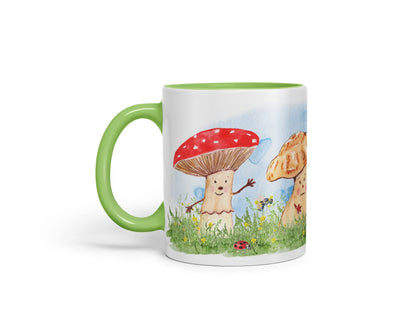Vixar Mushrooms Red Wild Watercolour Art Coloured Mug Cup Gift Birthday Work Office Tea Coffee