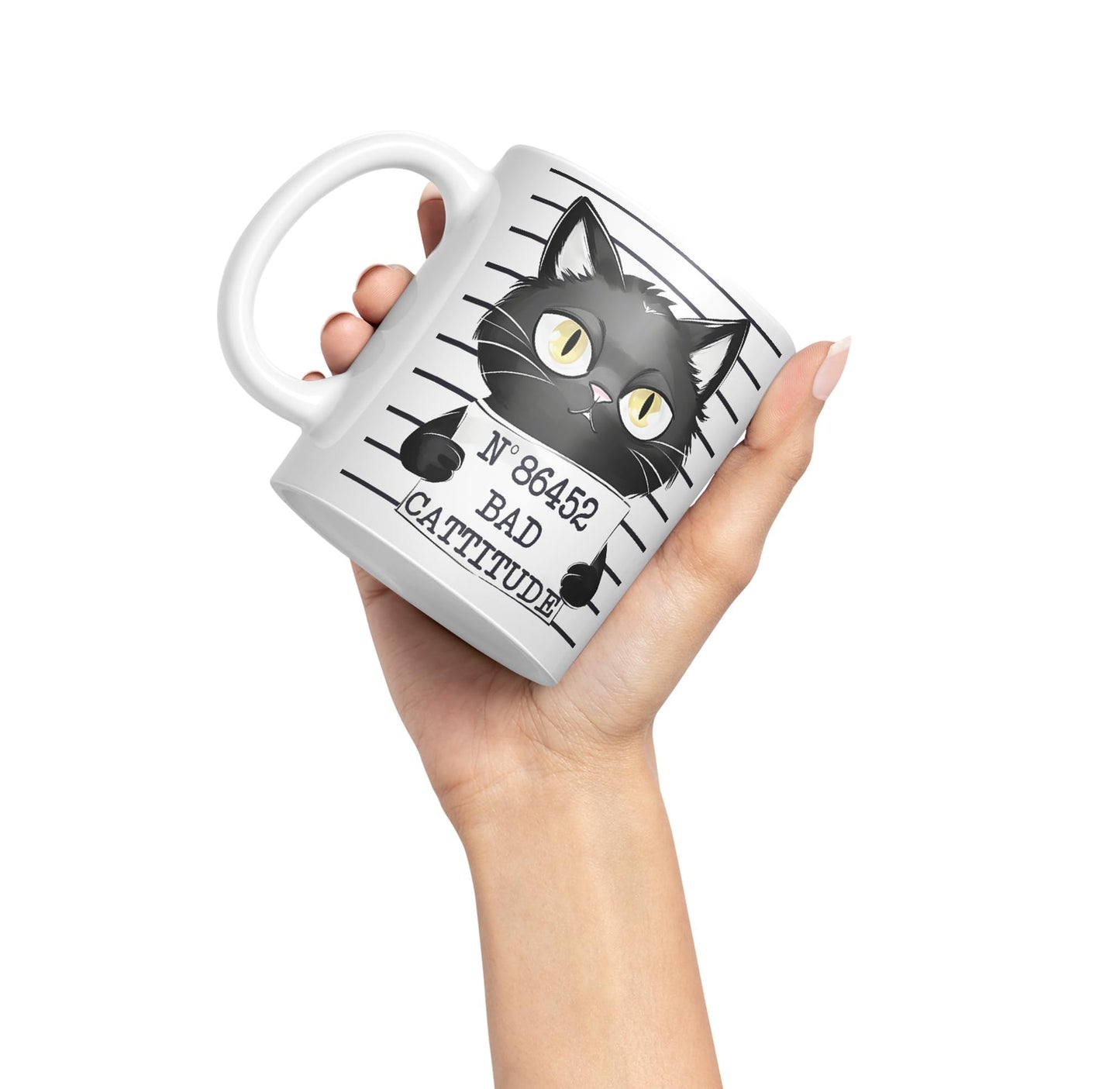 Vixar Bad Cattitude Prison Cats Sarcastic Joke Ceramic Coloured Mug Cup for Tea Coffee Hot Brew 330ml 11Oz