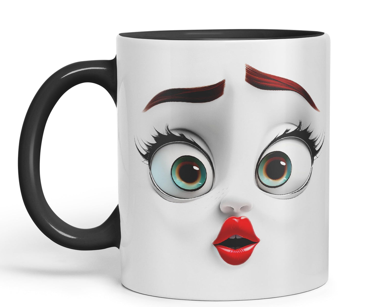 Face Eyes Nose mounts Eyebrows Joke sarkasm Ceramic Coloured Mug Cup for Tea Coffee Hot Brew 330ml 11Oz Gift