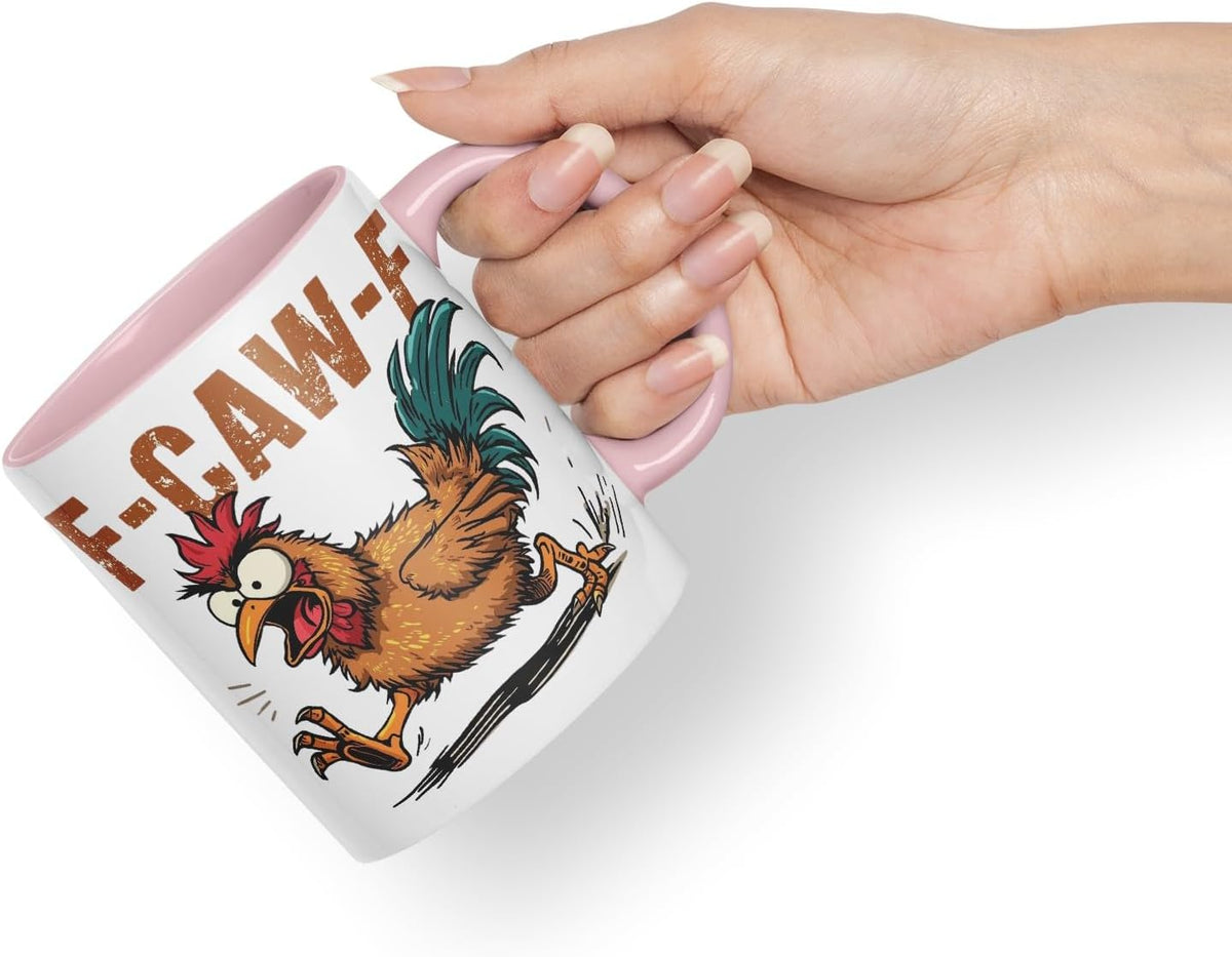 Vixar F-Caw-F Sarcastic Chicken Coloured Ceramic Mug Cup Gift Funny Sarcastic 330ml (Pink)