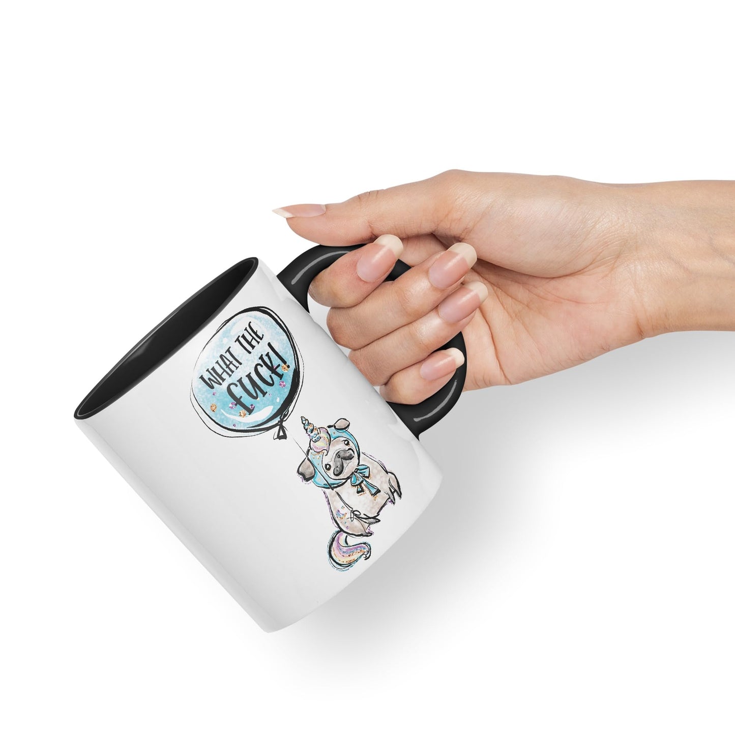 What The f…. Dog Unicorn Sarcastic Joke Gift Ceramic Coloured Mug Cup for Tea Coffee Hot Brew 330ml 11Oz