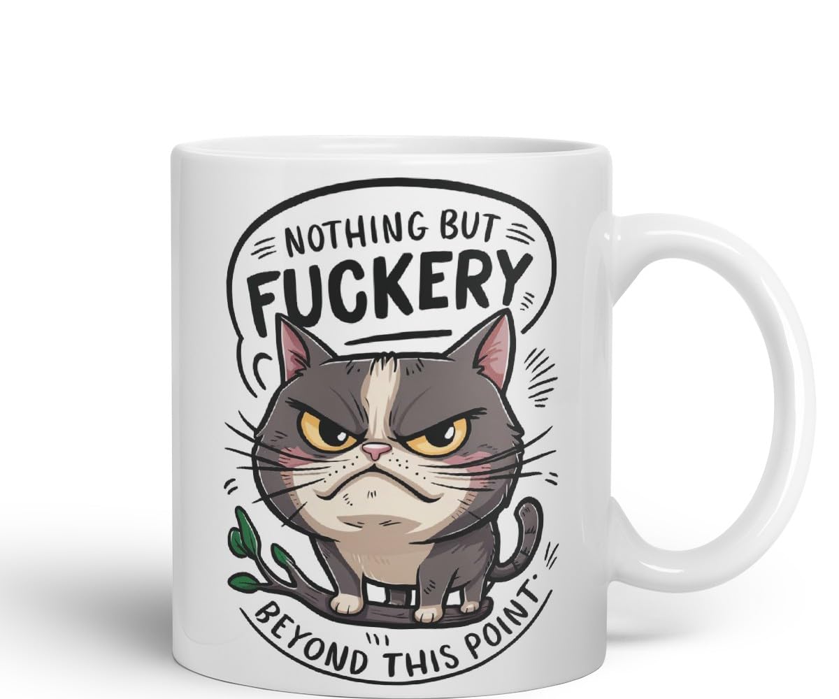 Vixar Nothing But F*ckery Beyond This Point – Coloured Ceramic Mug Cup Gift, 11oz (Black)