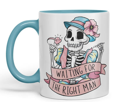 Vixar Waiting for The Right Man – Coloured Ceramic Mug Cup Gift, 11oz (Black)