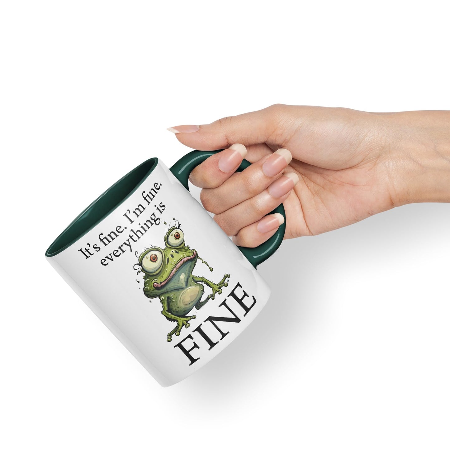 Vixar Frog It's fine I'm fine Everything is fine Joke Sarcastic Ceramic Mug Coloured Mug Cup Gift Tea Coffee Christmas