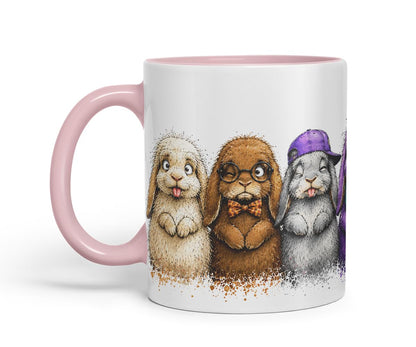 Vixar Lop Rabbit Mug – Cute Bunny Rabbit Coloured Ceramic Mug Cup Gift, 11oz (Black)