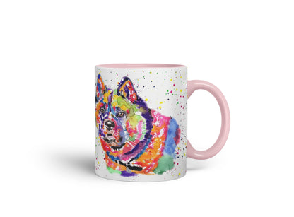 Vixar Akita Japanese Dog Breed Pet Animals Watercolour Art Coloured Mug Cup Gift Birthday Work Office Tea Coffee