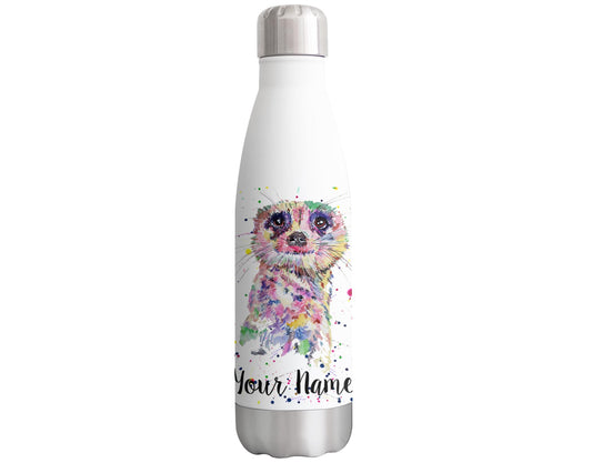 Meercat Personalised Custom Bottle with Your Text/Name Watercolour Desert Animals Bottle Double Wall Insulated Stainless Steel Sport Drinks 500ml