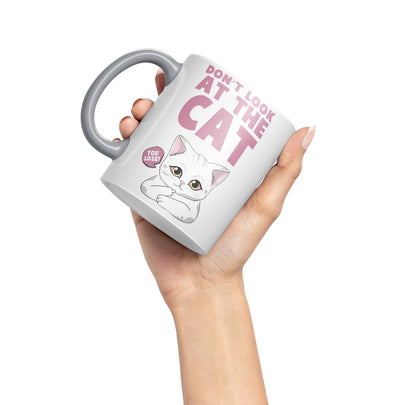 Vixar Don't Look at The Cat You Lose! Sarcastic Joke Ceramic Coloured Mug Cup for Tea Coffee Hot Brew 330ml 11oz
