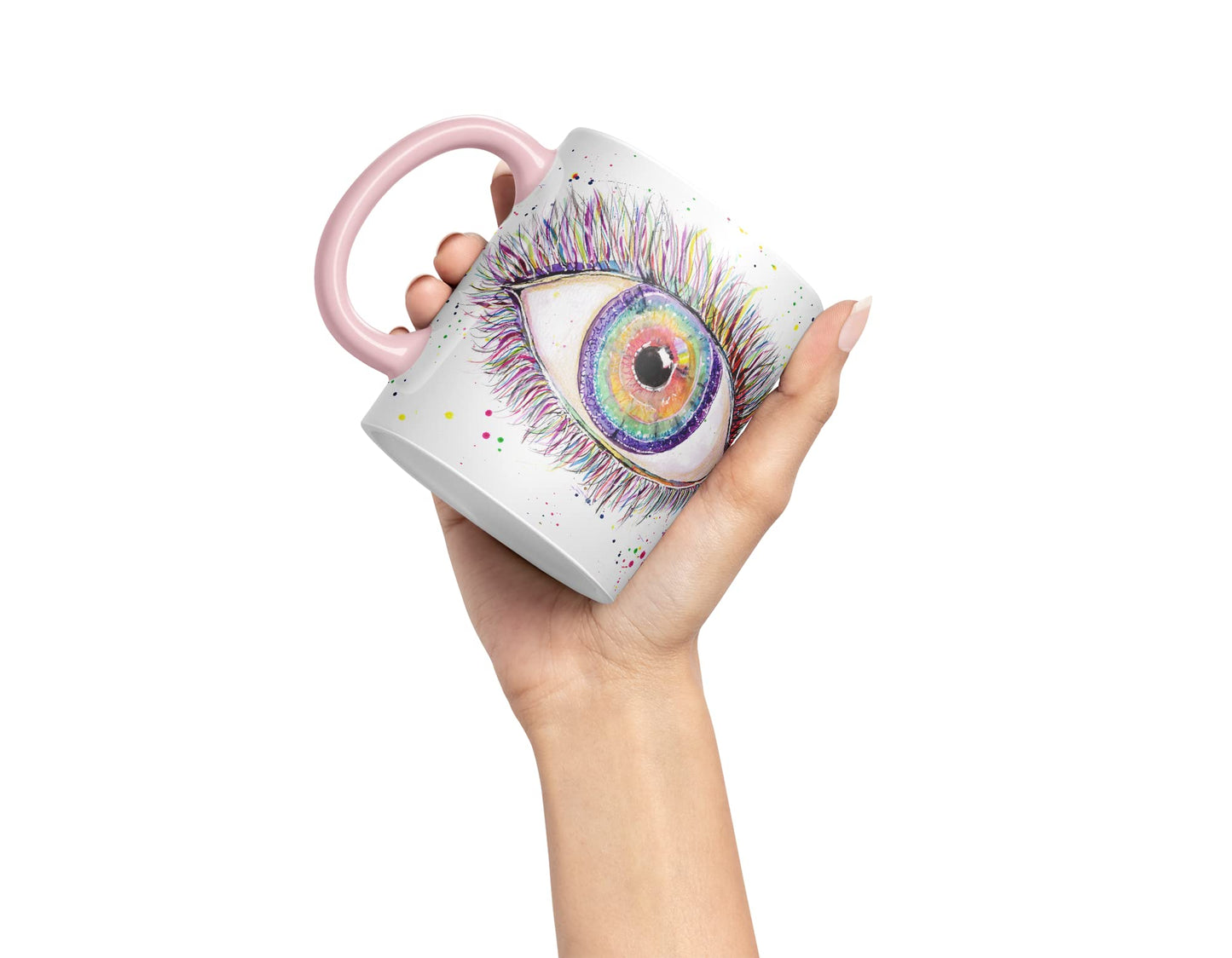 Vixar Eye Rainbow Watercolour Art Coloured Mug Cup Gift Birthday Work Office Tea Coffee