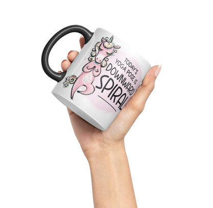 Today's Yoga Pose is Downward Spiral Unicorn Sarcastic Joke Ceramic Coloured Mug Cup for Tea Coffee Hot Brew 330ml 11 Oz Gift