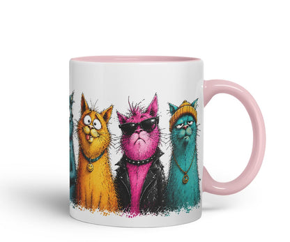 Vixar Crazy Cats Mug – Funny Cat Lover Coloured Ceramic Mug Cup Gift, 11oz (Black)