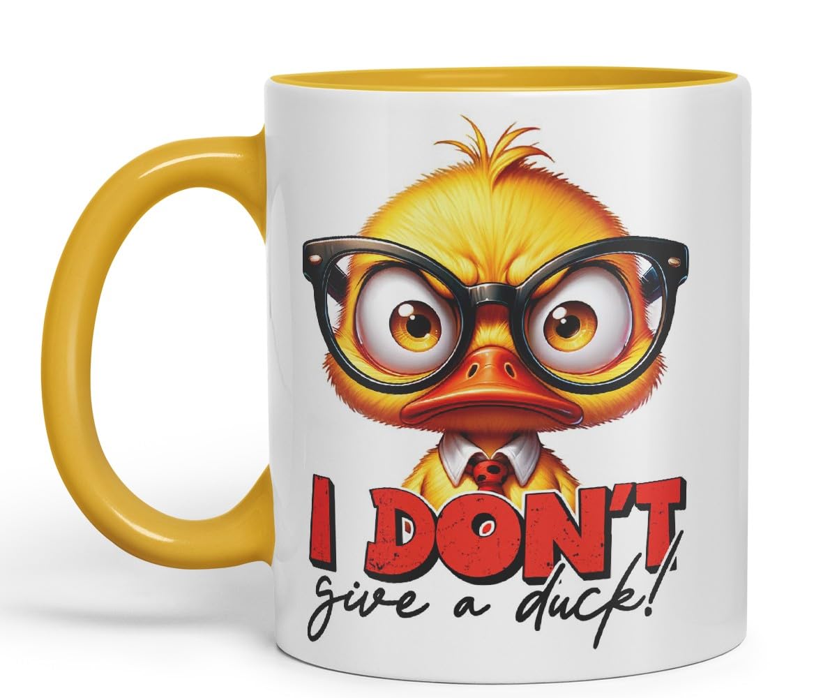 Vixar I Don’t Give a Duck! Coloured Ceramic Mug Cup 11oz Funny Sarcastic Gift (Black)