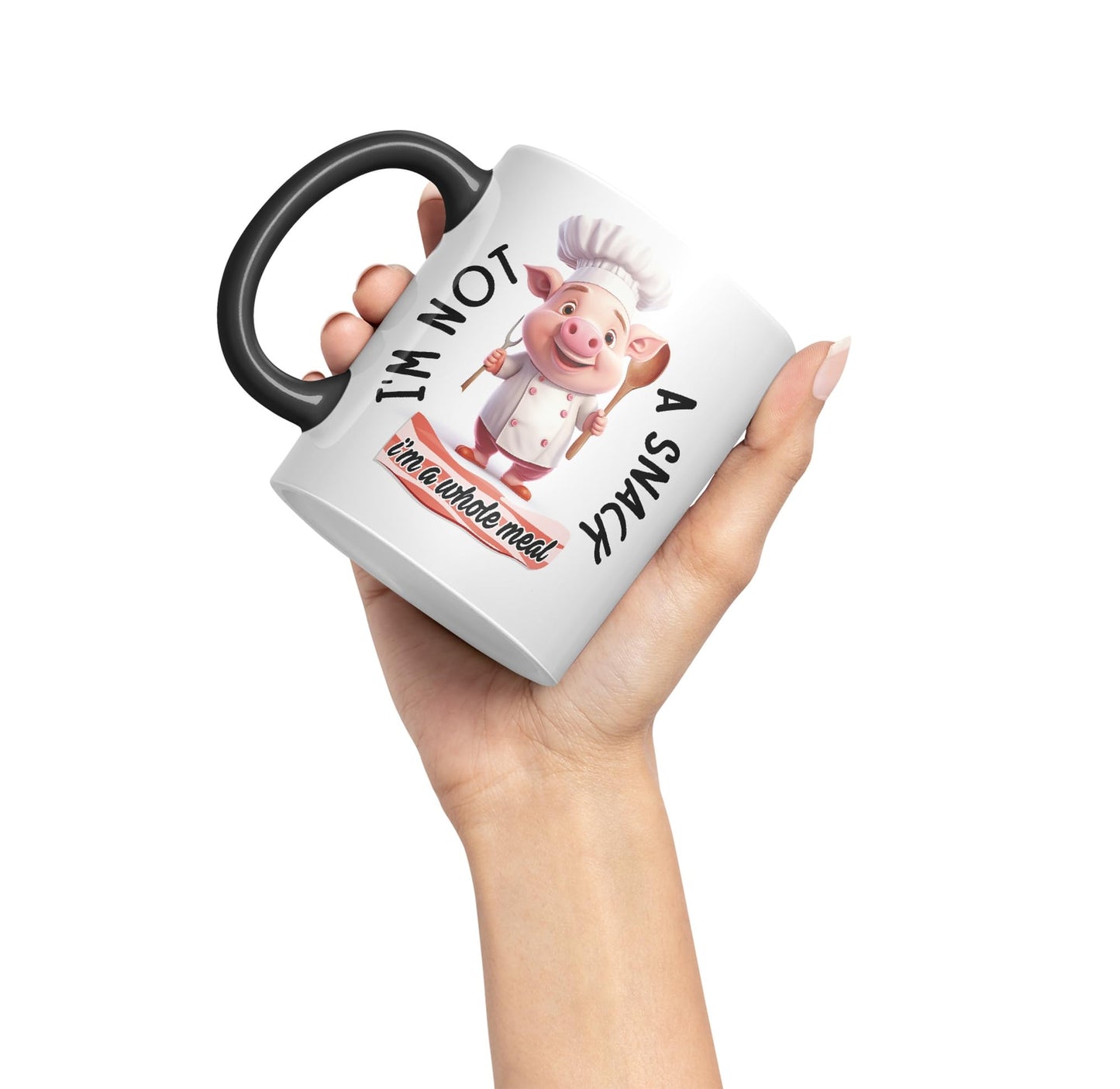 I'm Not a Snack. I'm a Whole Meal Pig Joke sarkasm Sarcastic Ceramic Coloured Mug Cup for Tea Coffee Hot Brew 330ml 11Oz Gift