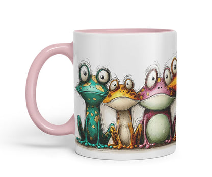 Vixar Funny Colourful Frog Friends Design – Cute raptile Character Mug for Animals Lovers, Coloured Mug Cup Gift, 11oz (Black)