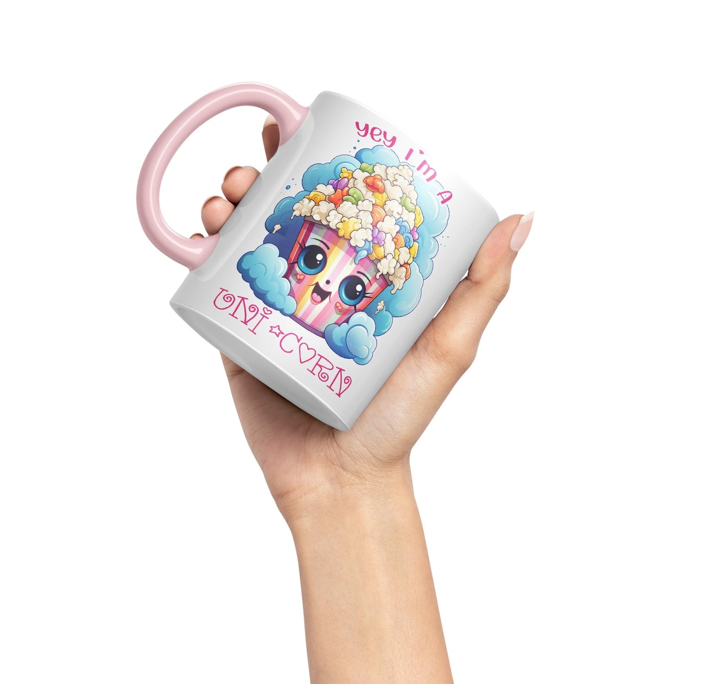 Yey I'm a Unicorn Popcorn Joke sarkasm Sarcastic Ceramic Coloured Mug Cup for Tea Coffee Hot Brew 330ml 11Oz Gift