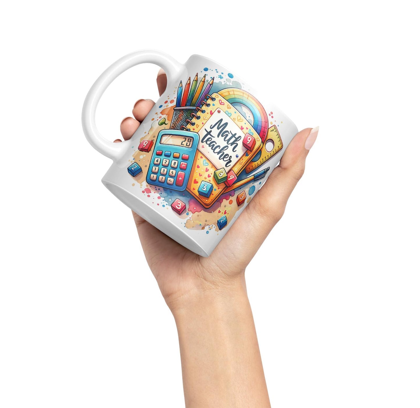 Vixar Math Teacher Mug Thank You, End of School Gift Ceramic Coloured Mug Cup for Tea Coffee Hot Brew 330ml 11Oz Gift