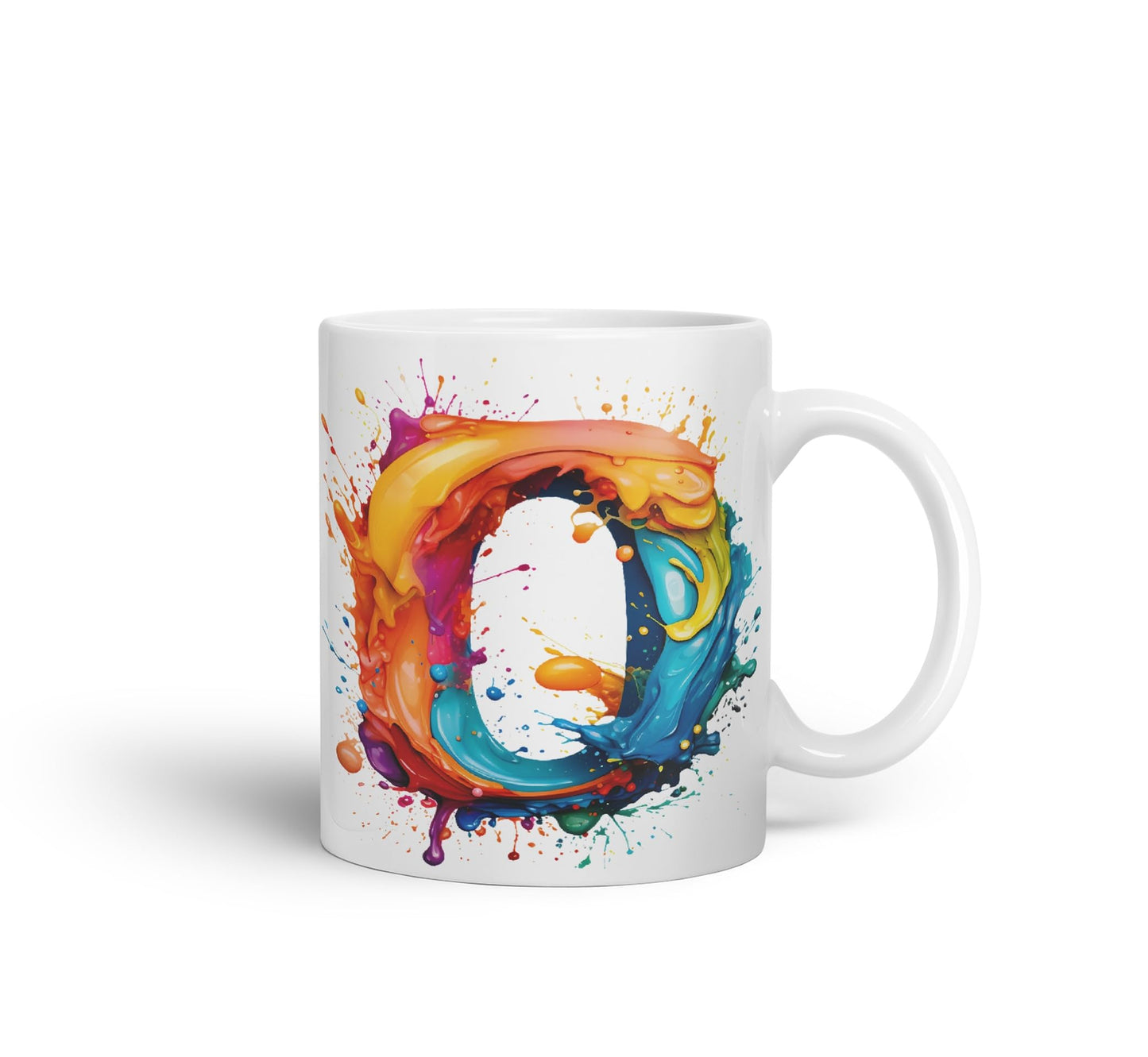 Letter O mug, Alphabet Letter O Monogram watercolour Ceramic Coloured Mug Cup for Tea Coffee Hot brew 330ml 11Oz Gift