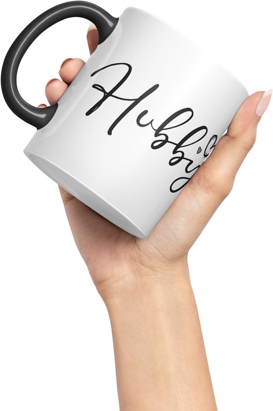 Vixar Wifey and Hubby Script Wedding Ring Couple Mugs – Coloured Ceramic Mugs Cups Gift, 11oz, Set of 2