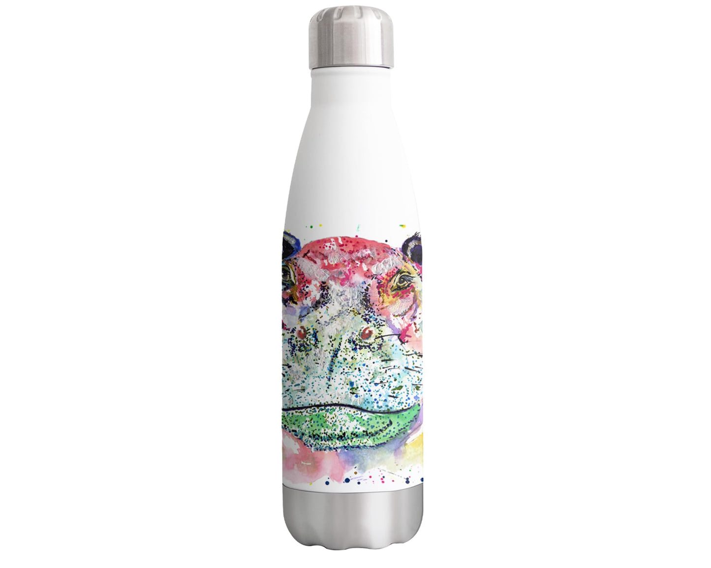 Vixar Hippopotamus Hippo wild Animals Watercolour Bottle double Wall insulated Stainless steel sport Drinks 500ml