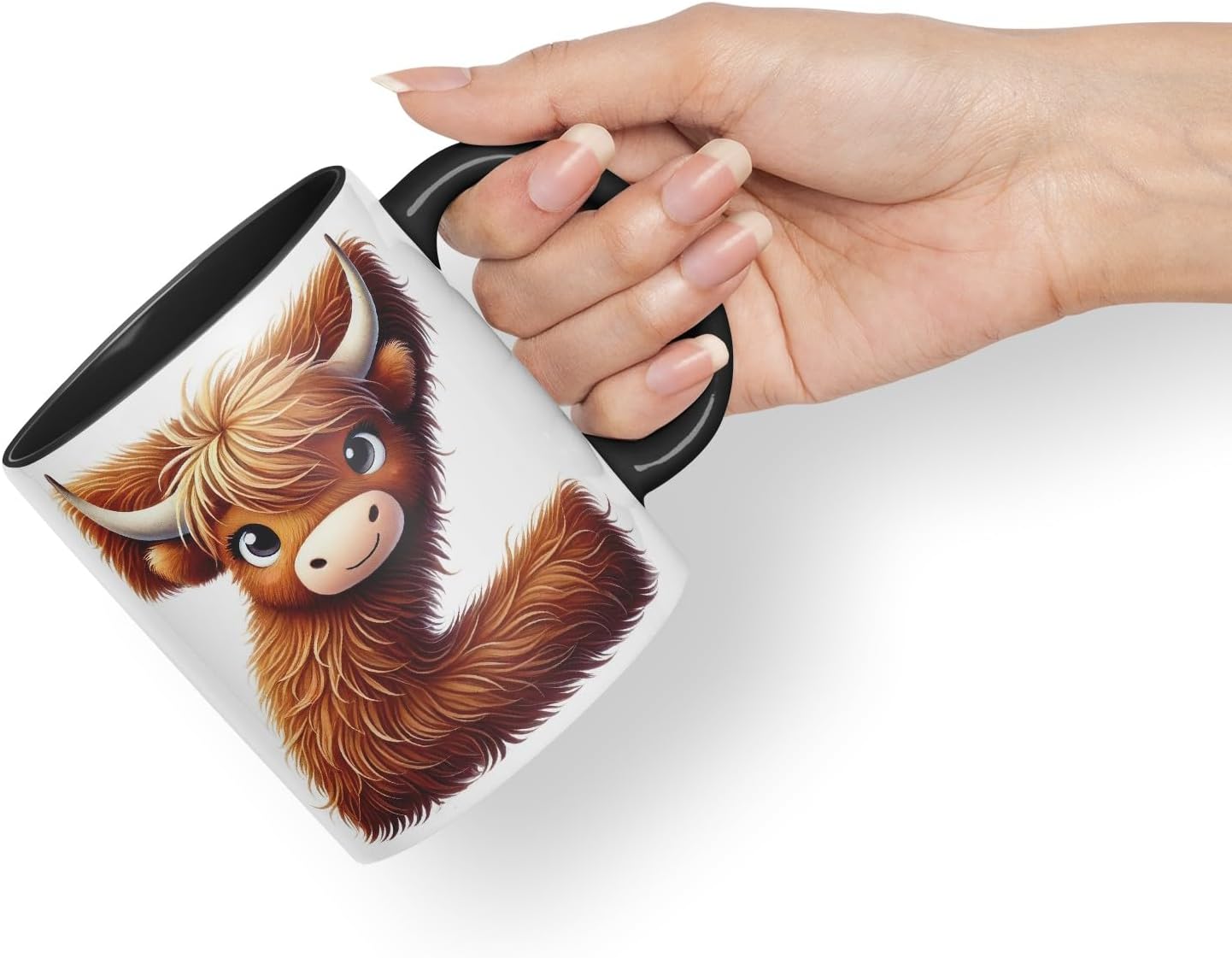 Highland Cow Alphabet Monogram Coloured Ceramic Cup Mug Letter Z Rustic Farmhouse Animal Letter Gift V2 11oz (Black)