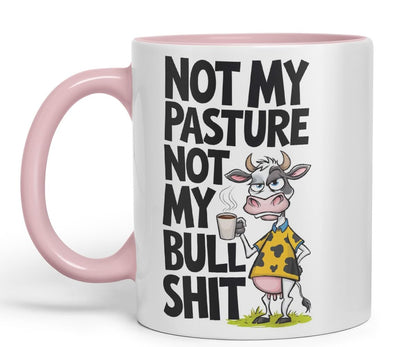 Vixar Not My Pasture Not My Bull... Coloured Ceramic Mug Cup Gift, 11oz (Black)