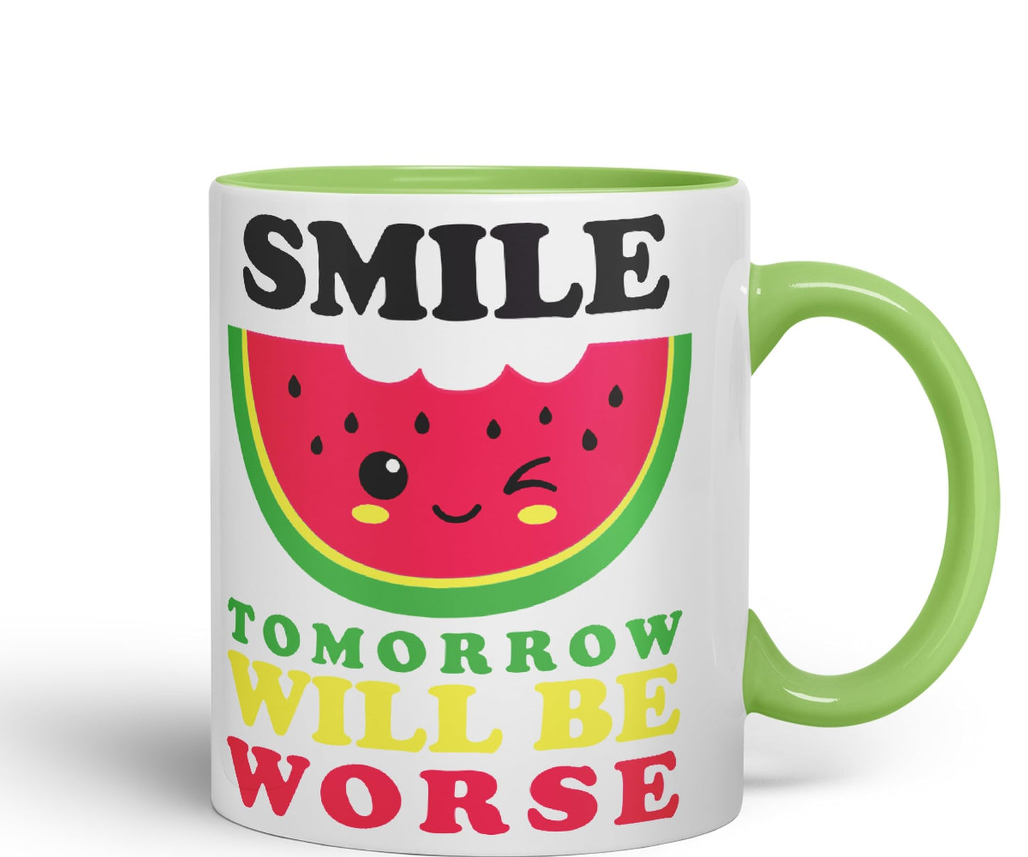 Vixar Smile Tomorrow Will be Worse Joke Ceramic Coloured Mug Cup Gift Tea Coffee Christmas Office Home Work