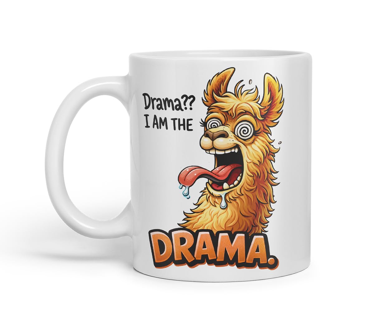 Vixar Drama I Am The Drama Llama Coloured Ceramic Mug Cup Gift, 11oz (Black)