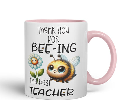 Teacher Thank You for Bee-ing The best teacher Ceramic Coloured Mug Cup for Tea Coffee Hot brew 330ml 11Oz
