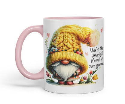 Vixar You're the Sweetest Mom I've Ever Gnome Cute Gnome Mother Mum Mug – Coloured Ceramic Mug Cup Gift, 11oz (Black)