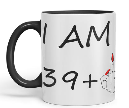 Vixar I am 39 + 1 Woman Hand Ceramic 330 ml, 11oz Coloured Mug Cup Gift Coffee Tea Happy Birthday Turning 40 Years Old as a Joke Celebration 40th Birthday Gift idea