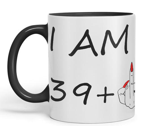 Vixar I am 39 + 1 Woman Hand Ceramic 330 ml, 11oz Coloured Mug Cup Gift Coffee Tea Happy Birthday Turning 40 Years Old as a Joke Celebration 40th Birthday Gift idea