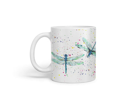 Vixar Dragonflies Dragonfly Insect Animals Watercolour Art Coloured Mug Cup Gift Birthday Work Office Tea Coffee