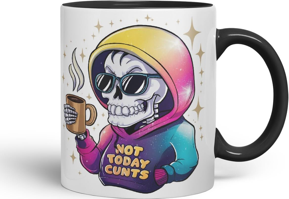Vixar Not Today C** Sarcastic Coloured Ceramic Mug Cup Gift, 11oz (Black)
