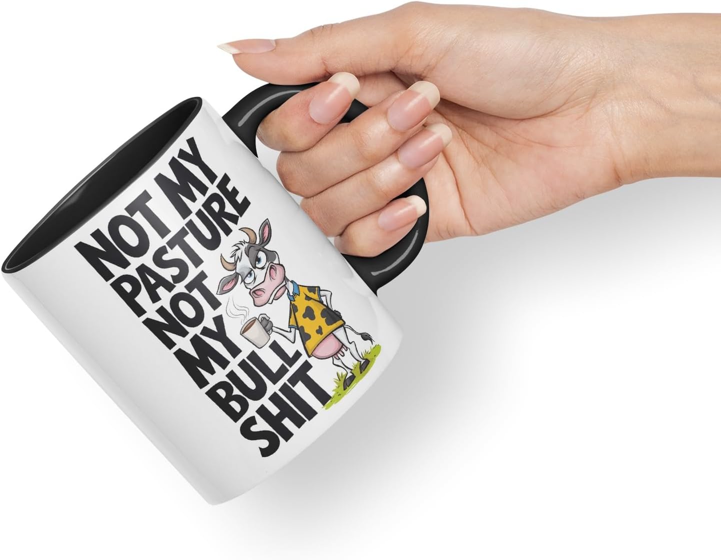Vixar Not My Pasture Not My Bull... Coloured Ceramic Mug Cup Gift, 11oz (Black)