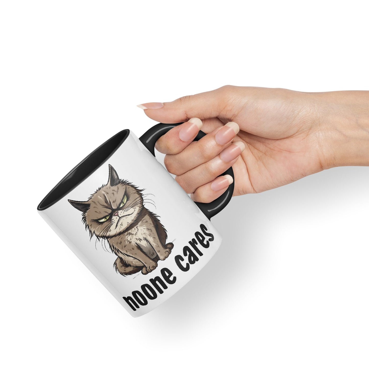 Nooone Cares Cat Kitten Joke sarkasm Sarcastic Ceramic Coloured Mug Cup for Tea Coffee Hot Brew 330ml 11Oz Gift