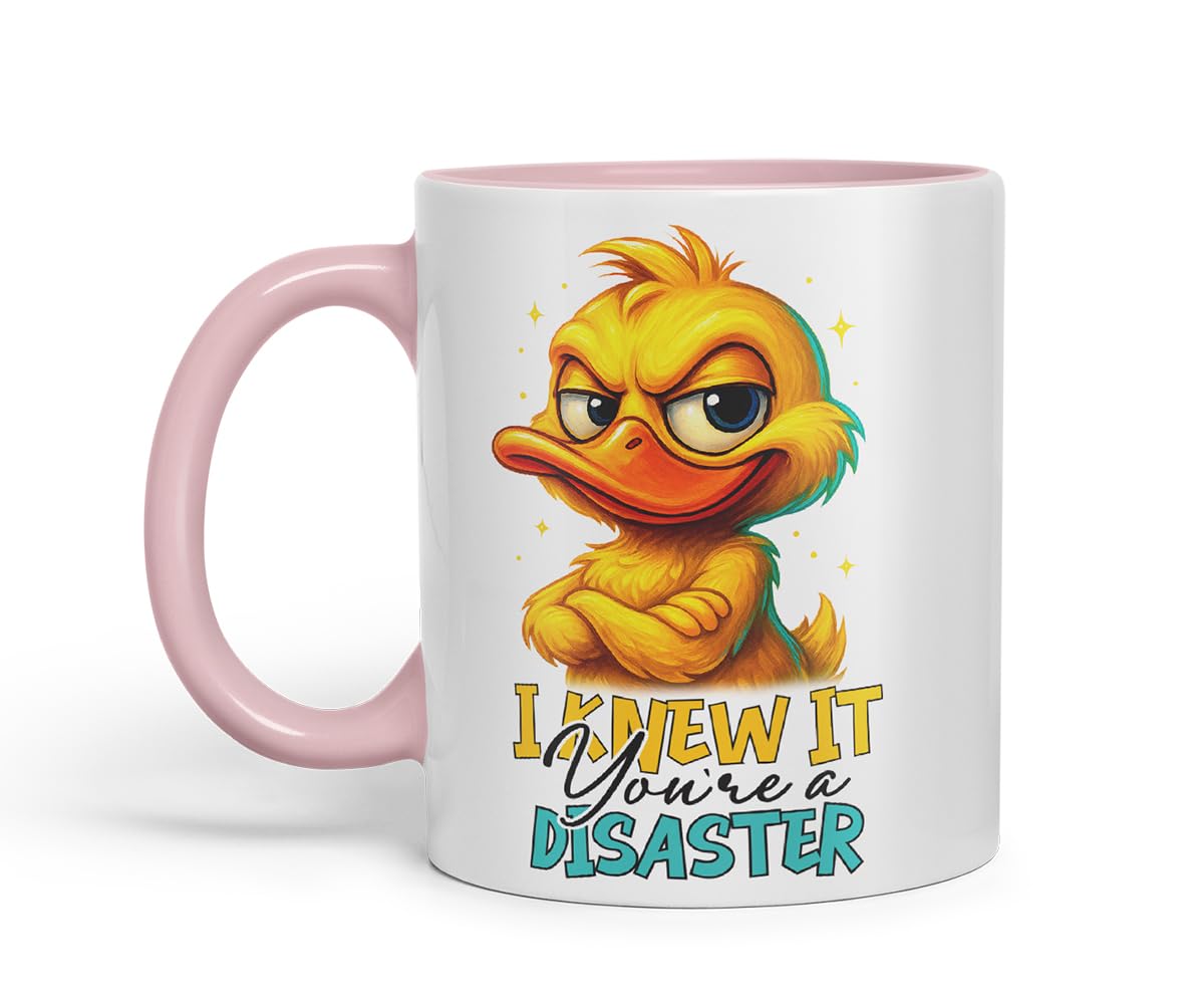 Vixar I Knew It You're A Disaster Funny Duck Mug – Coloured Ceramic Mug Cup Gift, 11oz (Black)