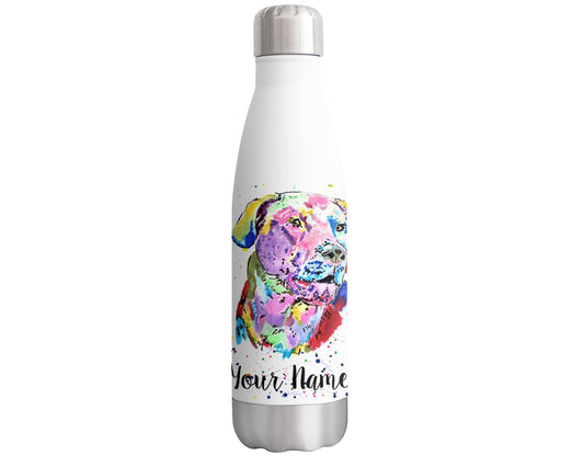 Vixar Labrador Retriever Personalised Custom Bottle with your Text/name Watercolour gundog dog pet Bottle double Wall insulated Stainless steel sport Drinks 500ml