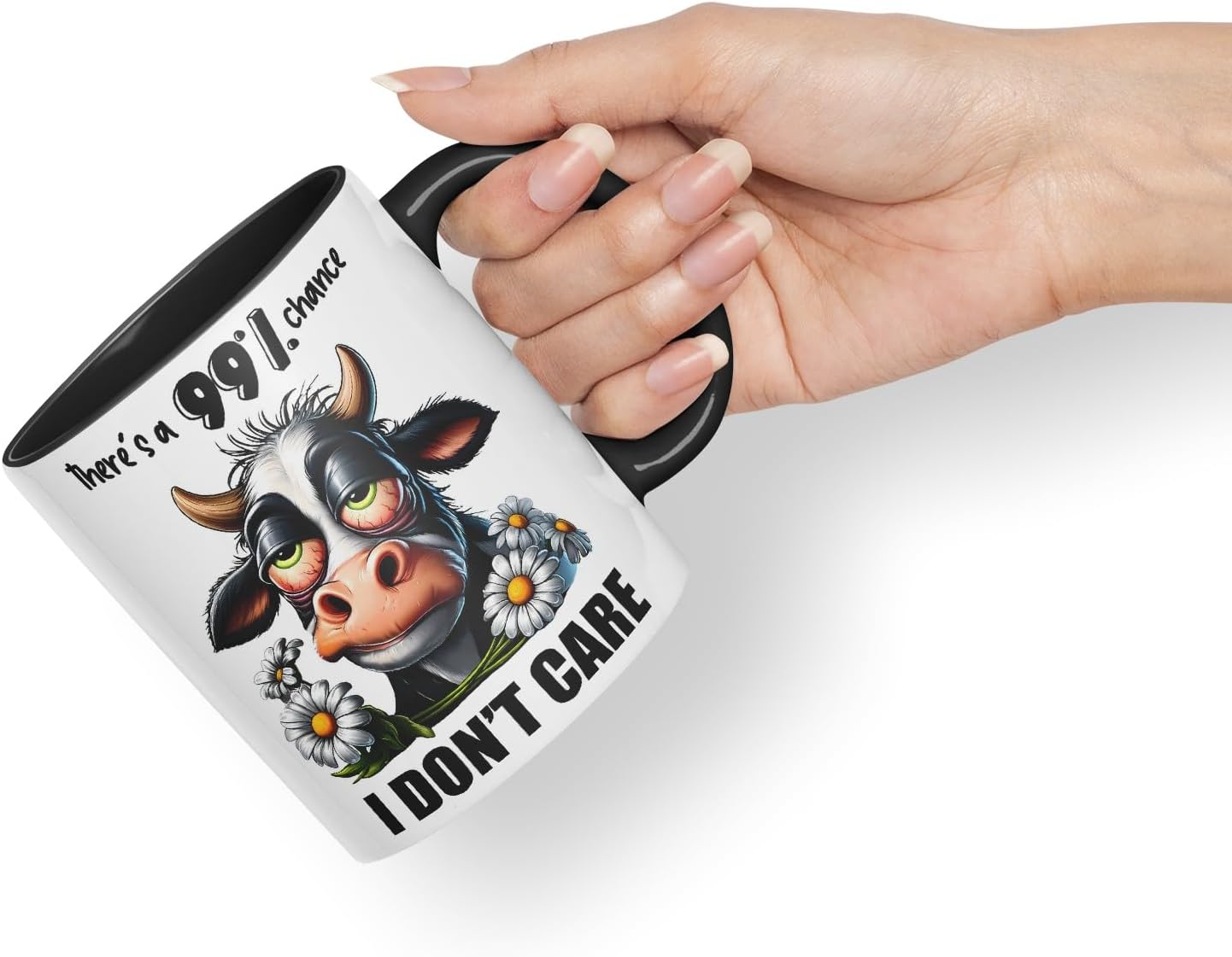 Vixar There’s a 99% Chance I Don’t Care Coloured Ceramic Mug Cup 11oz Funny Sarcastic Gift (Black)