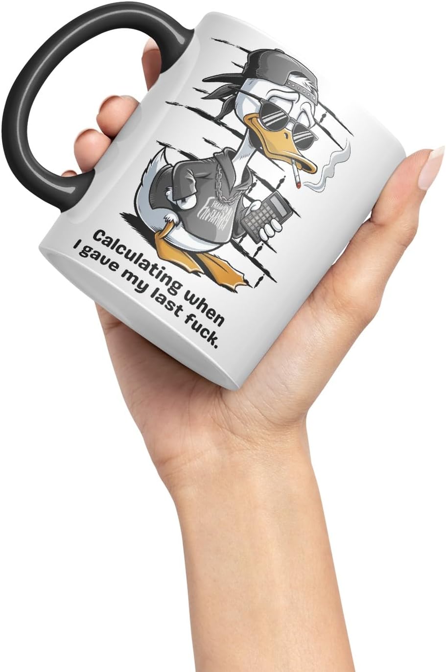 Vixar Calculating When I Gave My Last F*** Duck Mug – Coloured Ceramic Mug Cup Gift, 11oz (Black)