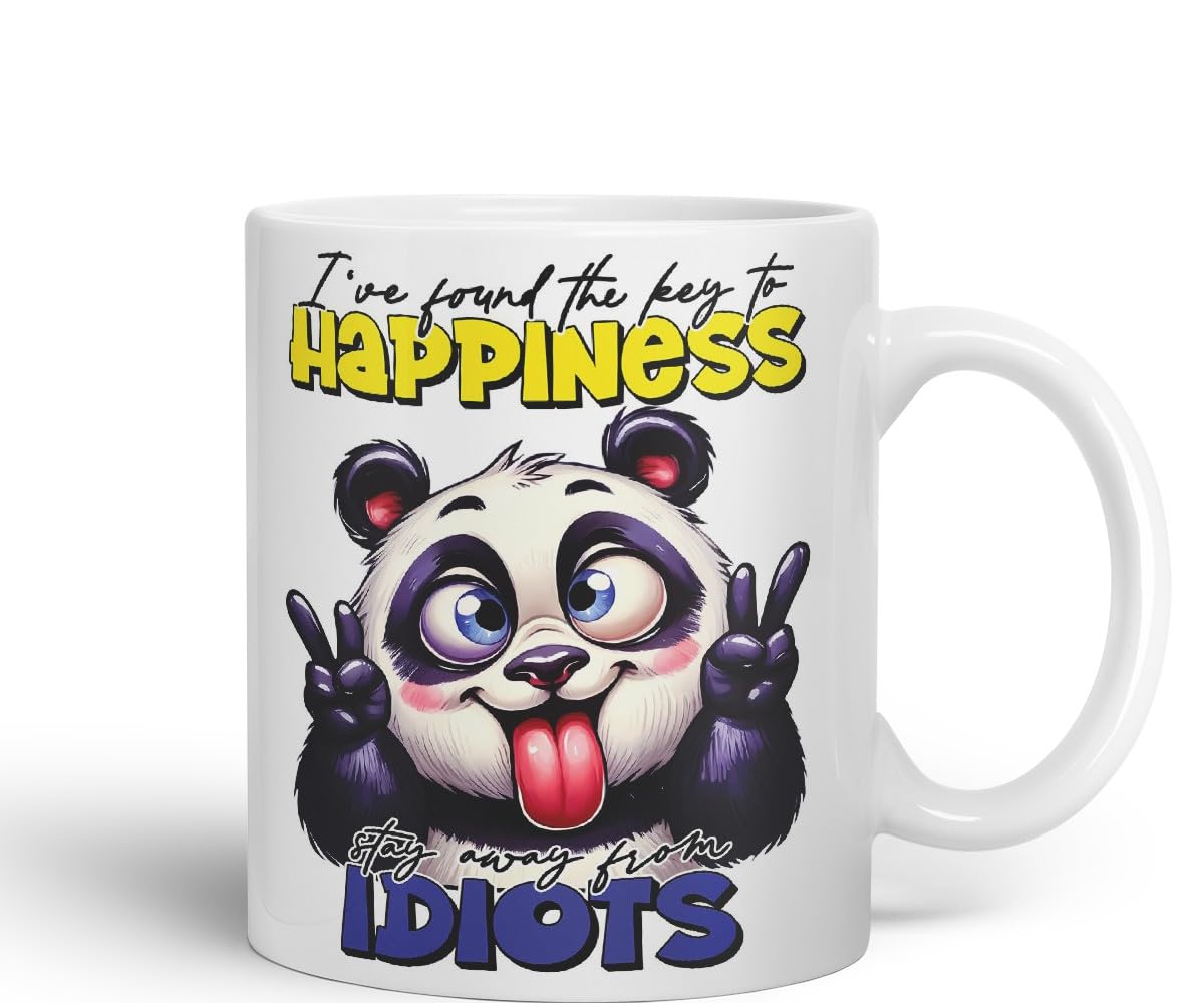 Vixar I've Found The Key to Happiness – Stay Away from Idiots Coloured Ceramic Mug Cup 11oz Funny Sarcastic Gift (Gold Yellow)