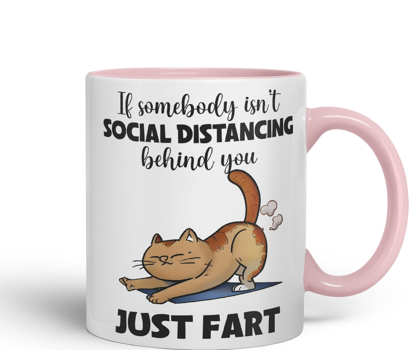 Vixar If Somebody Isn't Social Distancing Behind You Just Fart Cats Sarcastic Joke Ceramic Coloured Mug Cup for Tea Coffee Hot Brew 330ml 11oz