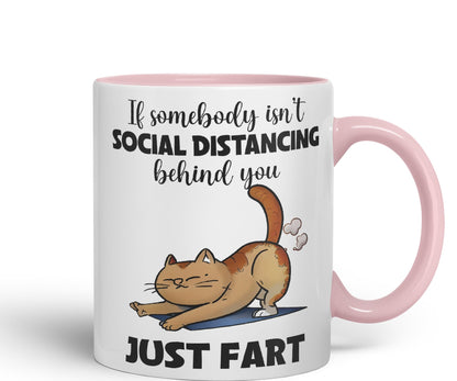 Vixar If Somebody Isn't Social Distancing Behind You Just Fart Cats Sarcastic Joke Ceramic Coloured Mug Cup for Tea Coffee Hot Brew 330ml 11oz